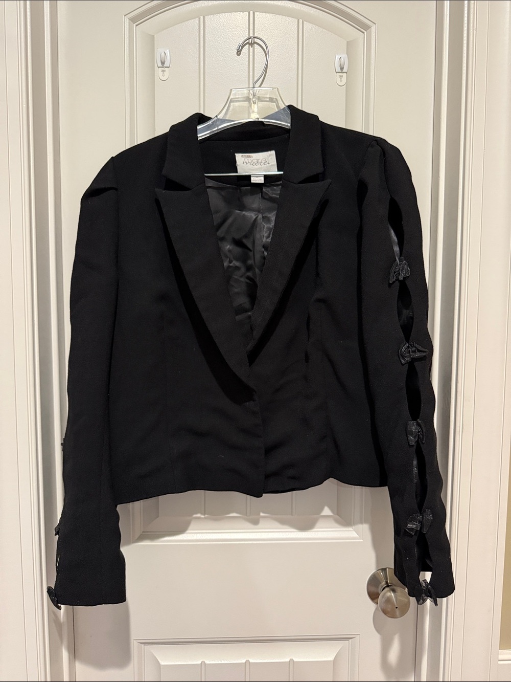 Maeve Black Women's Blazer with Sleeve Bow Details